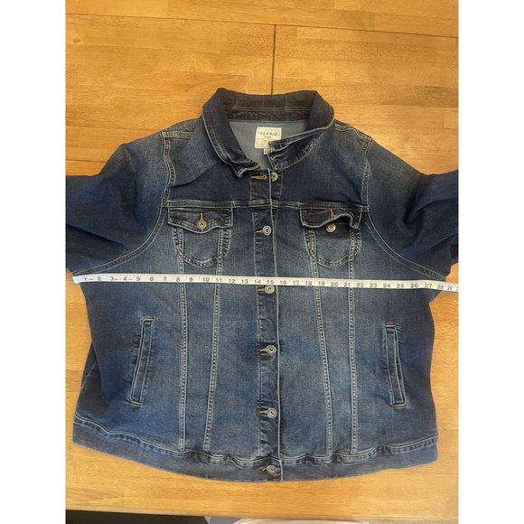 Torrid Blue Denim Jean Jacket Coat Stretch Button Womens Plus‎ size 6X - Picture 4 of 7